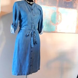 Banana Republic Blue Denim Button Front Side Pocketed Dress Size 2
